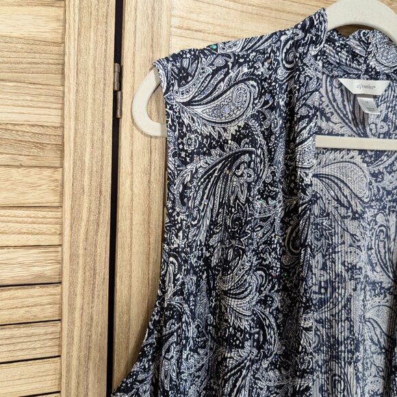 CJ Banks Paisley Sleeveless Open Cardigan Size 1X - Picture 3 of 12